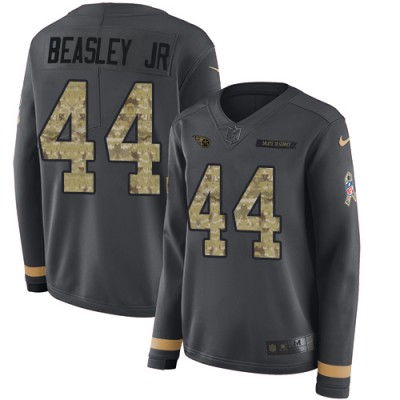 Nike Tennessee Titans #44 Vic Beasley Jr Anthracite Salute to Service Women's Stitched NFL Limited Therma Long Sleeve Jersey
